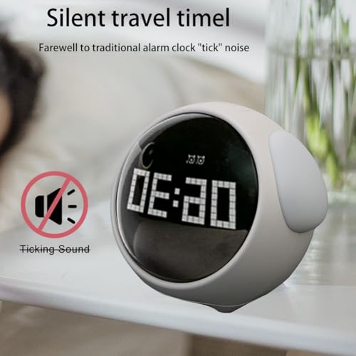 Ujjdwiurgh Reloj despertador infantil multifuncional con luz controlada por voz, lindo reloj despertador de expresión para el hogar, luz nocturna LED digital (A) - imagen 3