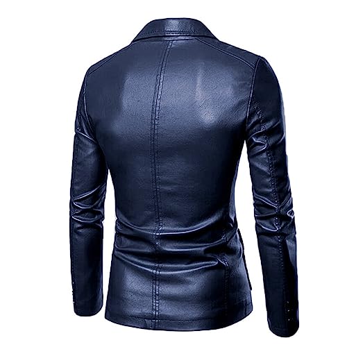 JMSUN Jaqueta masculina dTerno masculino elegante com 2 botões de couro sintético blazer jaqueta esp
