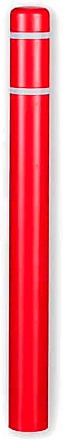 Post Guard Bollard Cover, 4-1/2"Dia. X 52"H, Red W/White Tape