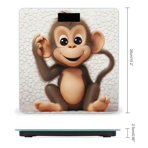 Báscula digital Cute Monkey de vidrio templado con pantalla LCD miniatura 2
