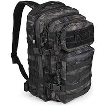 Mil-Tec US Assault Pack Daypack, Tactical Military Backpack with Molle System, Compact German Army Backpack, Outdoor Hiking Backpack or Travel Backpack for Camping & Use, Dark Camo, S, Tactical