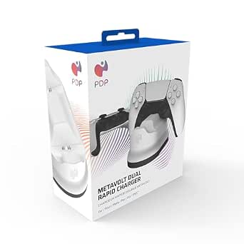 PDP Gaming PlayStation 5 METAVOLT Dual Charging Station for 2 Wireless PS5 DualSense Controllers (White)