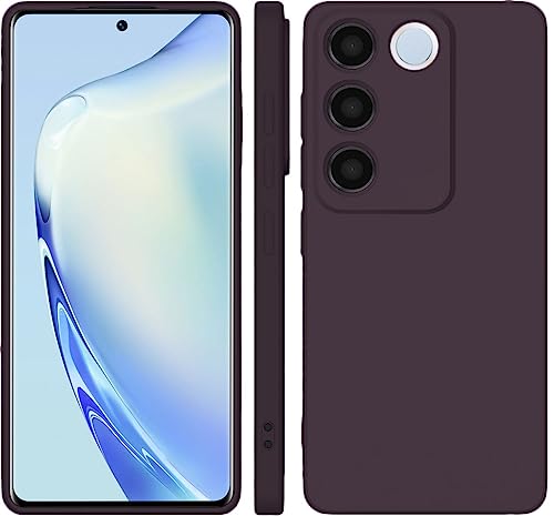 Image of DIZORO Microfiber Candy Case Compatible for Vivo V27 5G Smooth Touch Cushion Liquid Soft Silicone Gel Rubber Phone Cases Non-Slip Full Body Protective Shockproof Back Cover (Deep Purple)