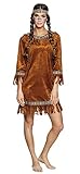 shoperama Scheues REH Indianerin Damen Kostüm in Wildleder Optik Gr. S Erwachsene Squaw Kleid