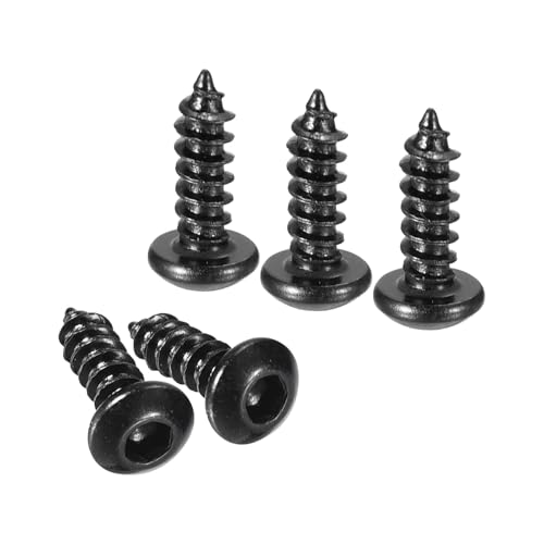 Image of TA-VIGOR M3 Hex Socket Self Tapping Screws 10mm, Black Carbon Steel Pan Head Wood Screw for DIY, Furniture Assembly, Building Materials and Industrial Use 100cps