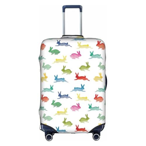 Housse de bagage élastique zippée à motif lapins, coloris blanc, taille XL