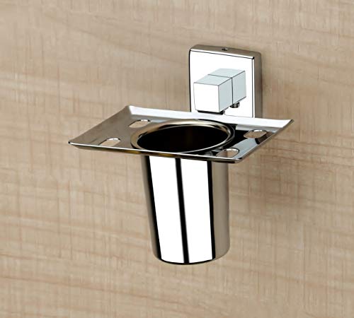 Image of iSTAR Stainless Steel Wall Mounted Square Shape Tumbler Holder for Bathroom and Wash Basin Toothbrush Holder with Chrome Finish