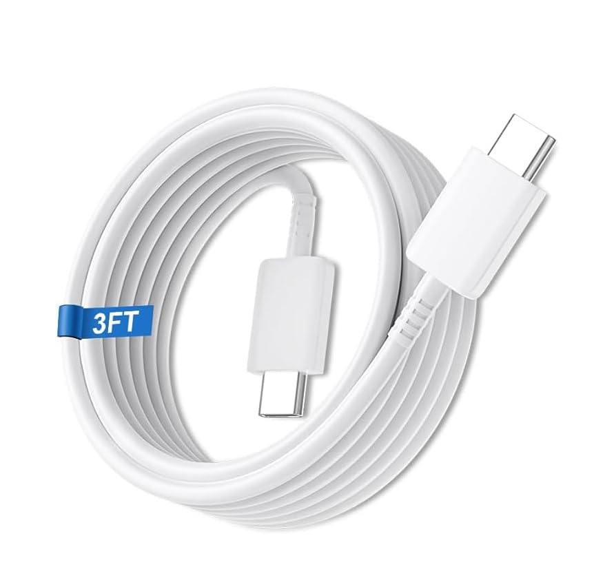 Image of NISHTECH Original USB TYPE-C to USB Type-C Unbreakable 1M Fast Charging Cable compatible with Samsung Galaxy F54 /F34 /F23 /F14,M14 /M34 /M33 /S22 /S23 /S23 Fe 5G /S24 (White)