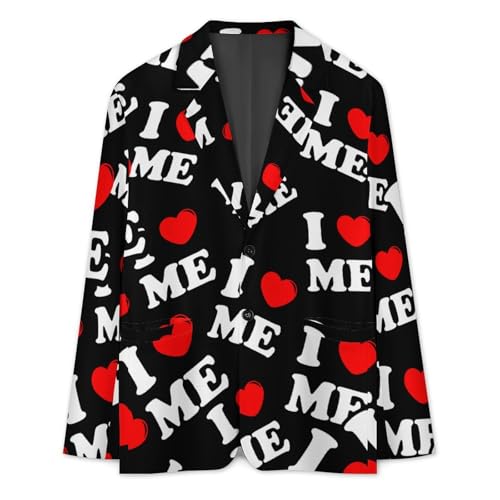 I Love Me Mens Suit Jacket Lapel Blazers V Neck Button Business Coat Tuxedo for Wedding Party3