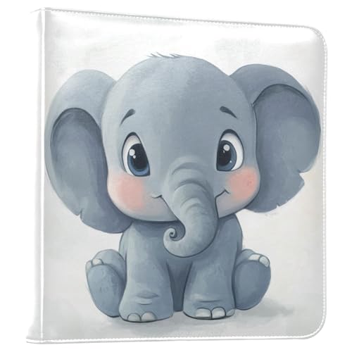 JIPONI A Cute Elephant Large Photo Album, DIY Leather Cover Scrapbook Albums for 4x6 5x7 6x8 Pictures, Self Adhesive Memory Book for Wedding, Baby, Family