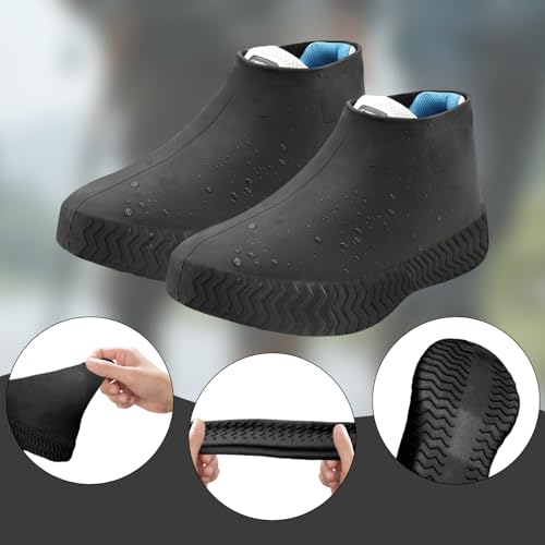 Tgsedr wasserdichte Schuhüberzüge für Regen Überschuhe Silikon Überzieher Schuhe Regen Schuhüberzieher Galoschen für Männer und Frauen (L(38-42))