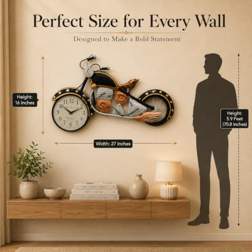 Image of STREET CRAFT - Handpainted Motorcycle Metal Wall Art Bullet Bike Wall Decor Vintage Iron Sculpture Decorative Hanging for Living Room Bedroom (27 x 16 Inch)
