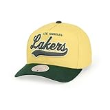 Mitchell & Ness NBA Harvest Gold Pro Crown Snapback Gorra de Basecap, Amarillo/Verde, Talla única, Ajustable, Hombre, Mujer, Niños, Unisex, Primavera, Verano, Otoño, Invierno, Los Angeles Lakers