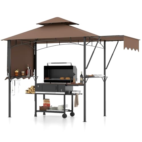 Tangkula 13x5 Ft Grill Gazebo with Dual Side Awnings, 2-Tier