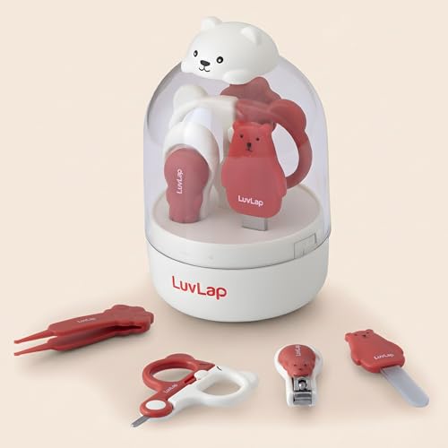Image of LuvLap 4 in 1 Baby Grooming Set with Cute Case, Baby Manicure Set with Nail Scissors, Nail Clipper, Nail File & Tweezers, Grooming Kit for New Born & Toddler, BPA Free, Compact & Easy to Carry, 0m+