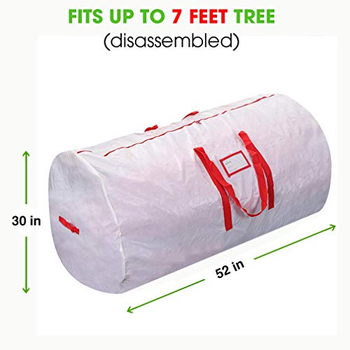 Propik Christmas Tree Storage Bag | Fits Up To 7' Tall Disassembled Holiday Tree | 52” X 30” X 30” Artificial Tree Container With Handles | Storage Case Box With Sleek Zipper (White) #TOP3