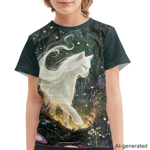 Image of Novelty 3D Graphic T Shirts for Kids Crew Neck Funny Animal Print Short Sleeve Girls Tshirts 3-16 Years