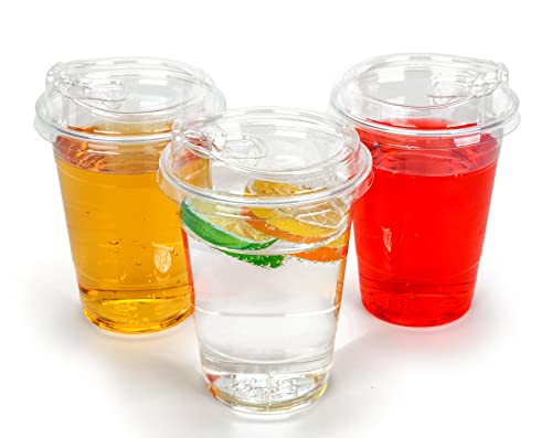 Image of Golden Apple Cup series, 16oz Clear Plastic cups with Sip lids (Strawless) 50sets(50cups+50lids)