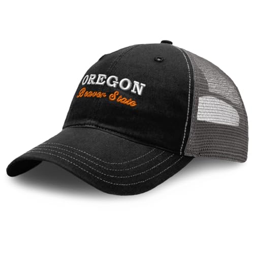 Richardson Trucker Mesh Hat Oregon Beaver State Cotton Dad Hats for Men & Women Black Charcoal