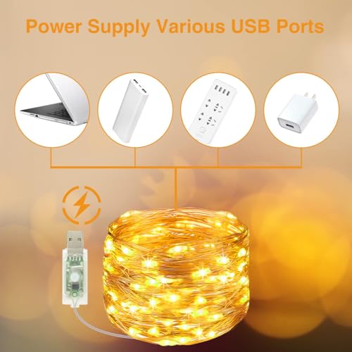 120 LED Photo Clip String Lights, USB Plug in Remote Control with 8 Modes Photo Peg Fairy Lights with 60 Clips & 20 Nails Hanging String Photo Frames Decoration for Bedroom Wedding Party Birthday