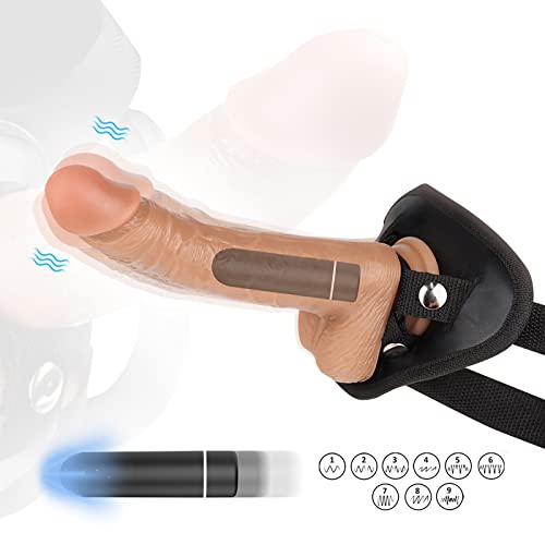 Strap-On Dildo Wearable Harness Realistic Vibrating Dildo With Bullet Vibrator, Detachable Silicone G Spot Stimulator, Vagina Massager Female Masturbator Sex Toys For Women Lesbian Couple #TOP2