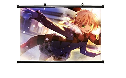 MiniGao Wall Scroll Poster with Fatestay Night Saber Collection J Home Decor Wall Posters Fabric Painting 23.6 X 15.7 Inch