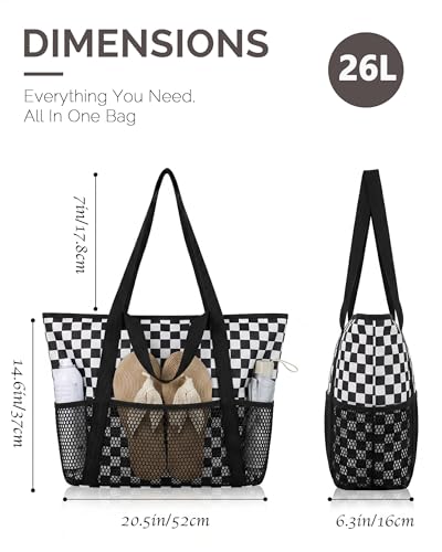 Image of HOMESPON Beach Bag Large Waterproof Sandproof Tote for Women with Zipper and Mesh Pockets