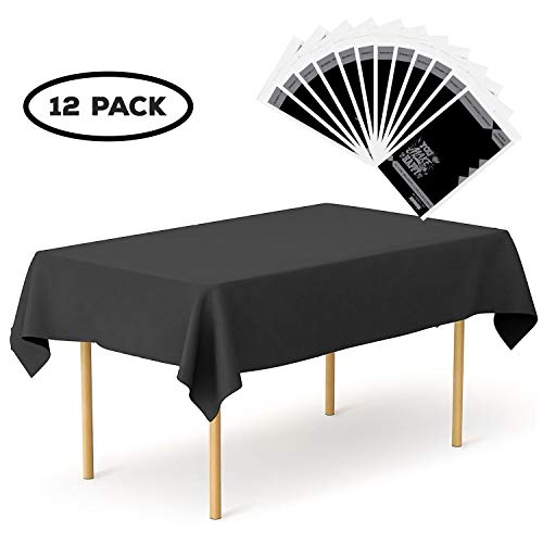 Plastic Tablecloth 12 Pack Disposable Rectangle Table Covers - 54" x 108"