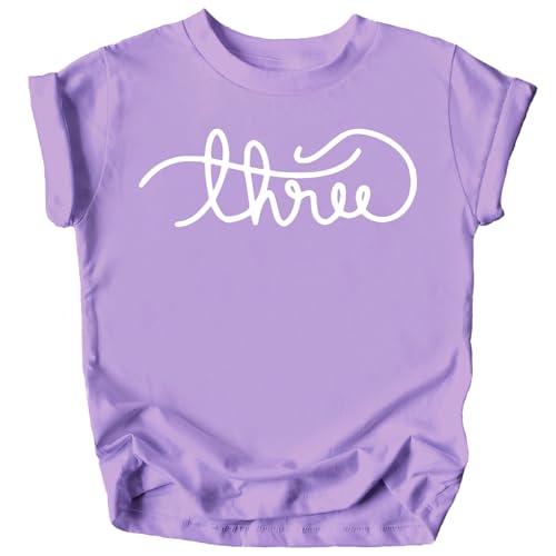 Olive Loves Girls Cursive Three Shirt for Toddler Girls 3rd Birthday Outfit