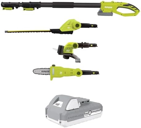 Sun Joe Cordless Lawn Care System, Grass & Hedge Trimmer Combo Power Tool Kit with 8” Pole Saw, Batteries & Charger - Heavy-Duty Trimming Machine Set for Lawn, Yard & Gardening Care, IONMAX GTS4002C
