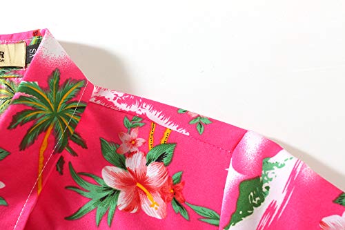 Hawaiihemd Damen von SSLR – Kurzarm Bluse mit Flamingo-Motiv