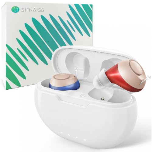 Rechargeable OTC Hearing Aids for Seniors Invisible In Ear Hearing Aids for Elders Adults with Mild to Moderate Hearing Loss Hearing Amplifiers Earbuds Noise Cancelling Clear Sound Conversation 100H with Charging Case