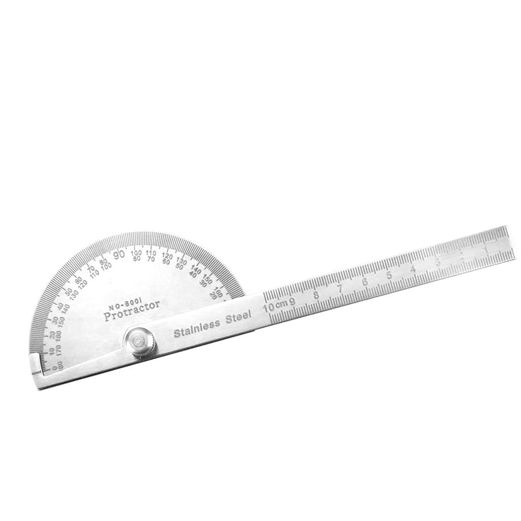Woodworking Angle Measurement Ruler Stainless Steel Angle Finder Protractor Ruler 0-180° 100mm Silver