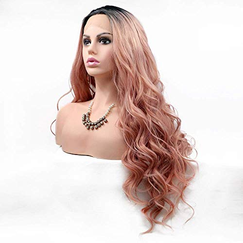 Perruque cheveux bouclés long rose vif exprimez votre style unique - 5