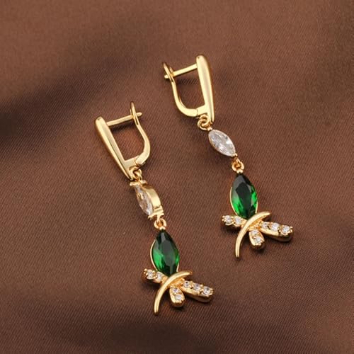 Pendientes de oro de 18k de libélula, el regalo de aniversario perfecto 4