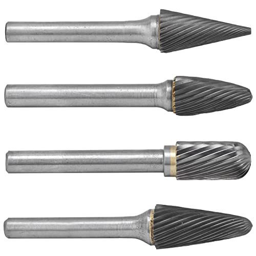 Set de 4 fresas de carburo de 12mm doble corte de acero tungsteno miniatura 3