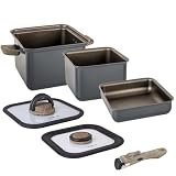BRUNNER Camping Kochgeschirr-Set QUADRATISCH Alu 5+1 teilig 20x20 TORRALTA