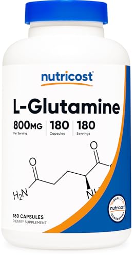 Nutricost L-Glutamine 800mg, 180 Capsules - Gluten Free, Non-GMO