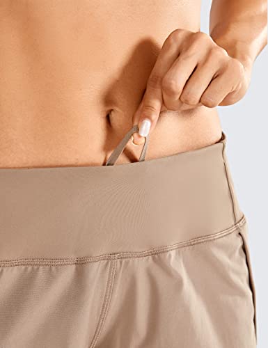 Crz Yoga Womens Lightweight Gym Athletic Workout Shorts Liner 4" - Quick Dry Running Sport Spandex Shorts Mesh Zipper Pockets Mineral Brown Small #TOP4