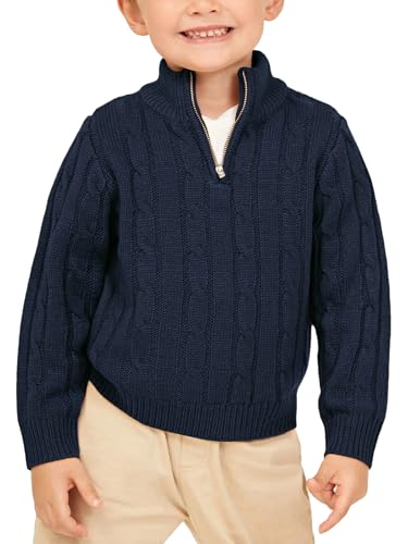 Zhaovi's Toddler Boys Girls Sweater Twisted Knit Cable 1/4 Zip Sweaters Outfit Baby Winter Long Sleeve Warm Soft Outwear2