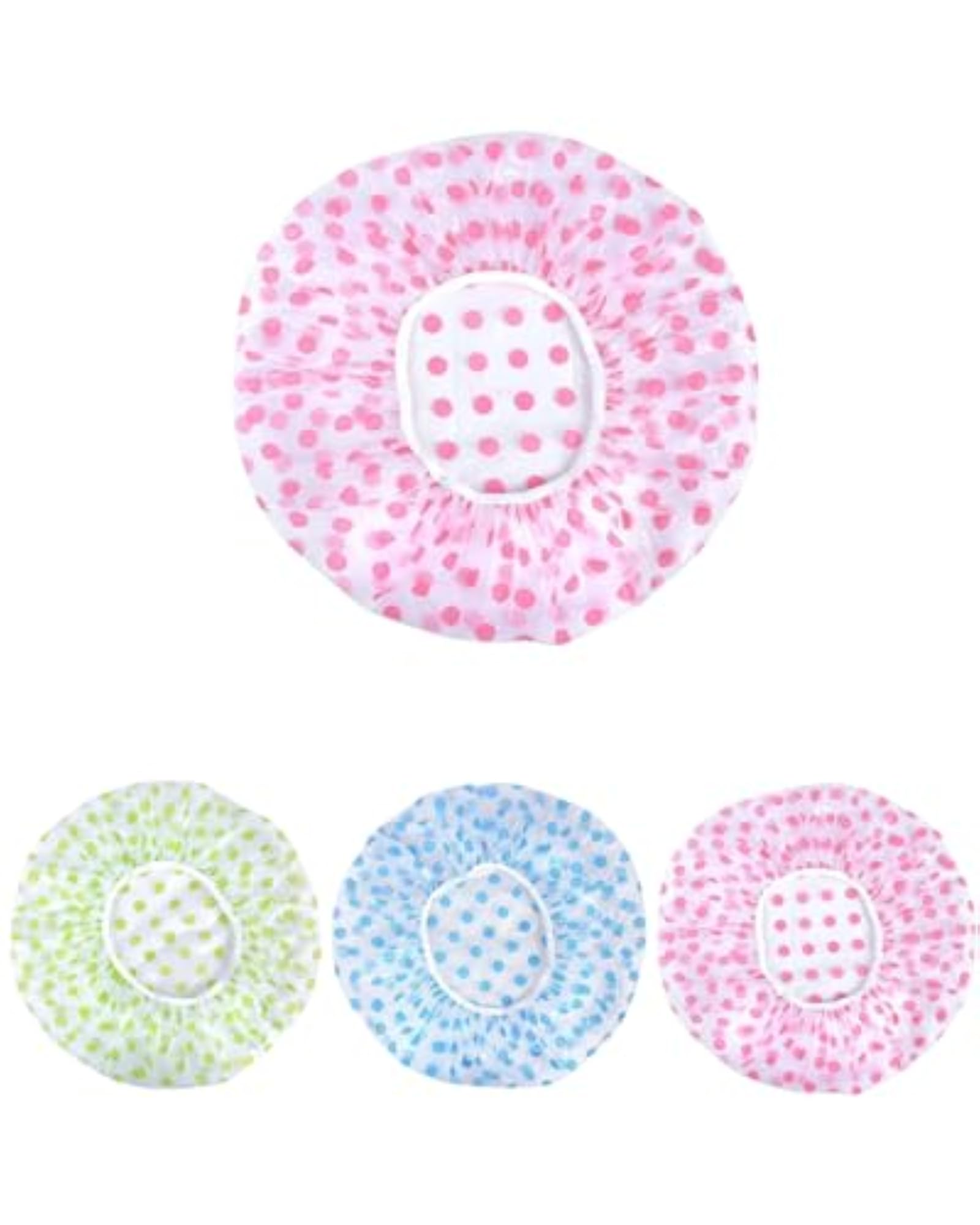 Shower Cap Set of 6, Reusable Waterproof Elastic Bath Caps