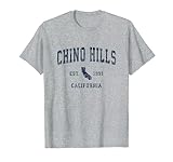 Chino Hills California CA Vintage Sports Design Navy Print T-Shirt