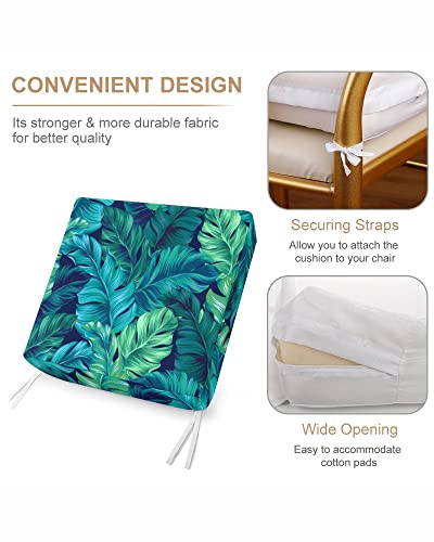 Yinshifu Patio Cushion Covers 4 Pack Outdoor Deep Seat Patio Chair Cushion Cover Water Resistant Patio Cushion Slipcover Replacement 25X25X4 Inches (Tropical Leaves 1) #TOP2