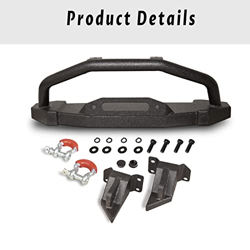 Eyouhz Front Bumper With Bull Bar & Winch Mount & D-Rings Compatible With 2021 2022 2023 Ford Bronco (Only For Steel Modular Front Bumper), Off-Road Brush Guard Winch Mounting Plate (2/4 Door, Black) #TOP4