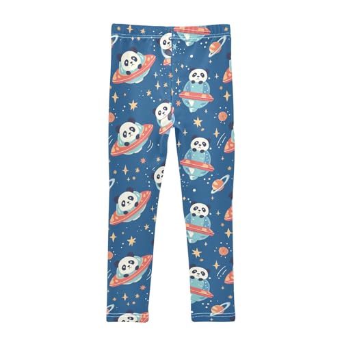 Cartoon Panda Space Girls' Leggings Toddler Doodles Starry Sky Kids Yoga Pants Dance Active Tights 4T2