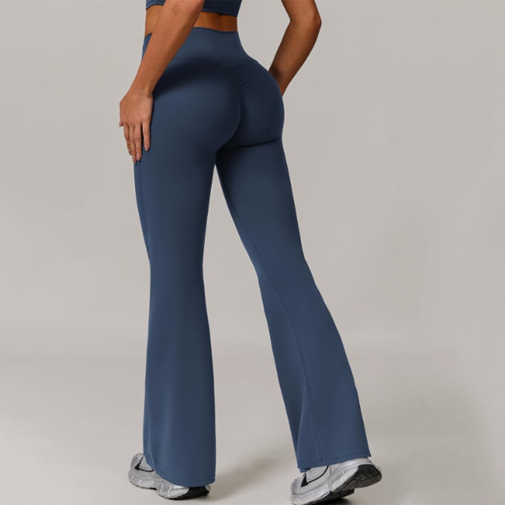 Donna Vita Alta Leggins a Zampa Sportivi Push Up Fared Elasticizzati Palestra Fitness Danza Casual