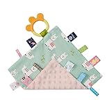 Lovey Alpaca Security Blanket with Tags Toy Soft Plush Minky Blanket Baby Taggies Sensory Blanket Loveys for Babies Girl Boy Small Blanket 10' x 10'