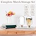 2 Pcs Glass Cloche Match Holder for 4 Inch Long Matches with Silicone White Marble Tray Helix Shaped Matches Jar Long Matches Box Decorative for Candles Fireplace Bathroom Grill Camping (No Matches)