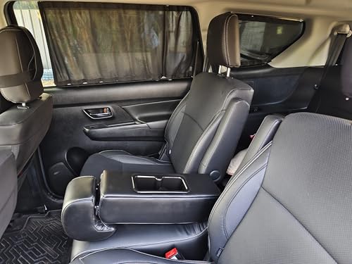 Image of PABLA ENTERPRISES Premium Car Center Seat with Armrest, Adjustable Headrest, and Two Cup Holders Compatible with Maruti XL6, PU Leather, Black