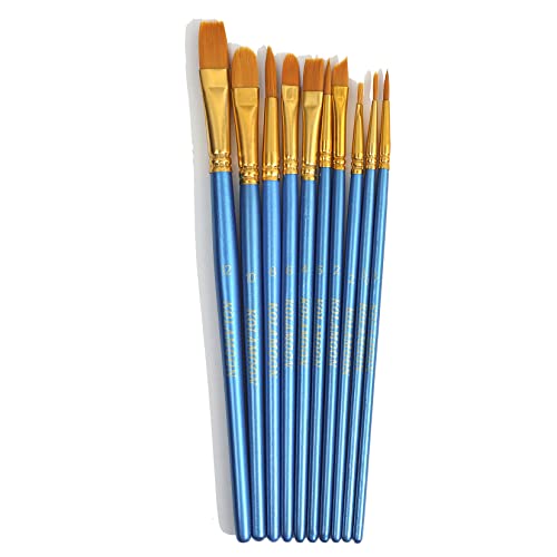 KOLAMOON 10pcs Artist Nylon Paint Brushes Set for Body, Face, Watercolor, Acrylic and Oil Painting 4 KOLAMOON 10pcs Artist Nylon Paint Brushes Set for Body, Face, Watercolor, Acrylic and Oil Painting - Image 4